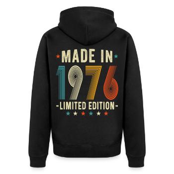 Vintage 1976 Limited Edition, 50 Years Old Gifts - Unisex Premium Organic Zip Hoodie - black - Back - Nico (187cm)