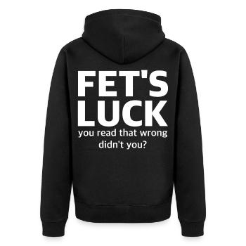 LA CHANCE DE FET Humour faux de frappe | Ambiguë, sarcasme - Veste à capuche bio Premium Unisexe - noir - Dos - Nico (187cm)