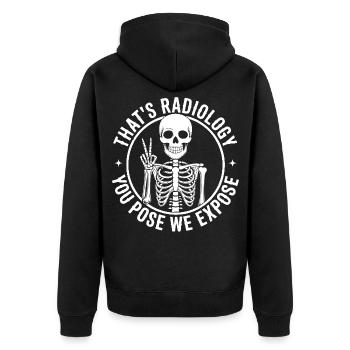 Skeletal Pose Radiology Humor - Unisex Premium Organic Zip Hoodie - black - Back - Nico (187cm)