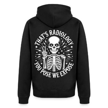 Skeleton Peace Radiology Logo - Unisex Premium Organic Zip Hoodie - black - Back - Nico (187cm)