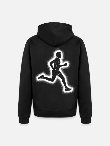 Running Jogging Men's Boys Runner - Unisex Premium Organic Zip Hoodie - black