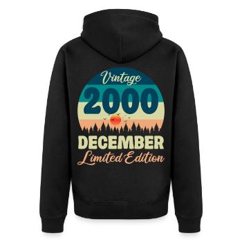 Birthday December 2000 Birthday Gift - Unisex Premium Organic Zip Hoodie - black - Back - Nico (187cm)