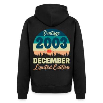 Geburtstagsgeschenk Dezember 2003 - Unisex Premium Bio Zip Hoodie - Schwarz - Hinten - Nico (187cm)