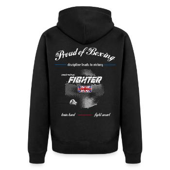 Proud of Boxing - fighter - United Kingdom - Unisex Premium Organic Zip Hoodie - black - Back - Nico (187cm)