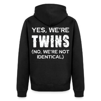 Twin joke: Not identical - Unisex Premium Organic Zip Hoodie - black - Back - Nico (187cm)