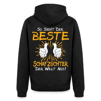 Sheep Farmer Gift Idea - Unisex Premium Organic Zip Hoodie - black - Back - Nico (187cm)