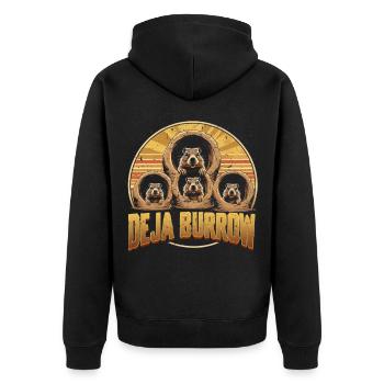 Murmeltiertag Murmeltier Groundhog Deja Burrow - Unisex Premium Bio Zip Hoodie - Schwarz - Hinten - Nico (187cm)