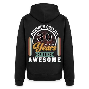 30 ans d’anniversaire génial - Veste à capuche bio Premium Unisexe - noir - Dos - Nico (187cm)