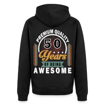 50 ans d’insigne d’anniversaire génial - Veste à capuche bio Premium Unisexe - noir - Dos - Nico (187cm)