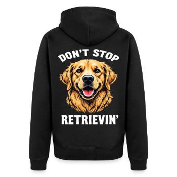 Dont Stop Retrievin Golden - Unisex Premium Bio Zip Hoodie - Schwarz - Hinten - Nico (187cm)