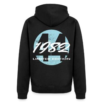 44e anniversaire 1982 cadeau pour hommes et femmes - Veste à capuche bio Premium Unisexe - noir - Dos - Nico (187cm)