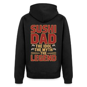 Sushi Dad, l'idole, le mythe, la légende, le chef sushi - Veste à capuche bio Premium Unisexe - noir - Dos - Nico (187cm)