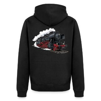Dampf-Lokomotive 52 8154 - Unisex Premium Bio Zip Hoodie - Schwarz - Hinten - Nico (187cm)