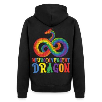 Neurodivergent Dragon Autism Awareness - Unisex Premium Organic Zip Hoodie - black - Back - Nico (187cm)