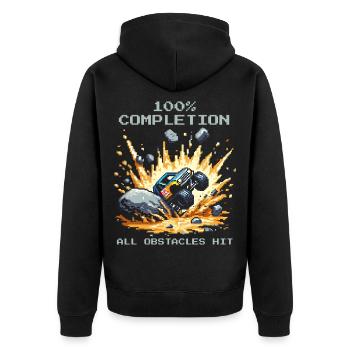 100%: Alle Hindernisse getroffen | RC Cars - Unisex Premium Bio Zip Hoodie - Schwarz - Hinten - Nico (187cm)