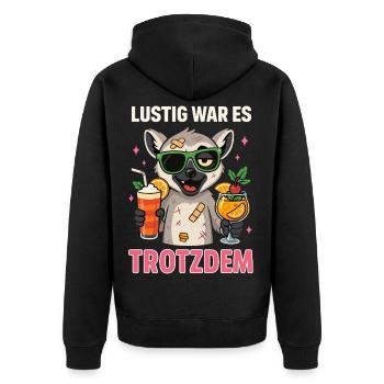 C’était quand même drôle, fête de lémuriens-chats - Veste à capuche bio Premium Unisexe - noir - Dos - Nico (187cm)