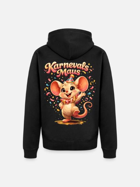 Karnevalsmaus Kostüm – Karneval Outfit Köln - Unisex Premium Bio Zip Hoodie - Schwarz