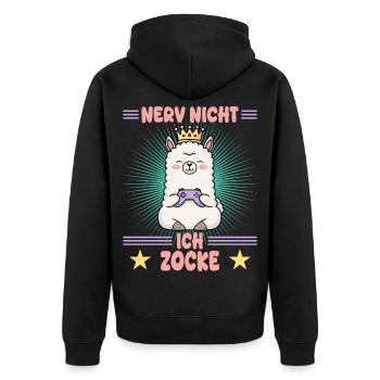 Prinzessin game - Unisex Premium Bio Zip Hoodie - Schwarz - Hinten - Nico (187cm)