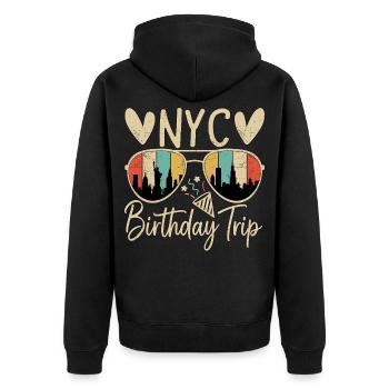 NYC Birthday Trip - Unisex Premium Organic Zip Hoodie - black - Back - Nico (187cm)