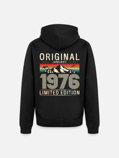 50th Birthday Original January 1976 - Unisex Premium Organic Zip Hoodie - black