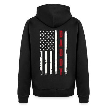 Papa Drapeau des États-Unis Père patriotique Amérique - Veste à capuche bio Premium Unisexe - noir - Dos - Nico (187cm)