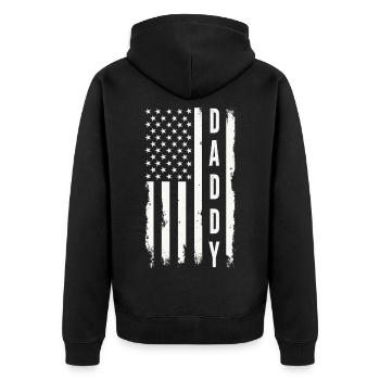 Papa Drapeau des États-Unis Père patriotique Amérique - Veste à capuche bio Premium Unisexe - noir - Dos - Nico (187cm)