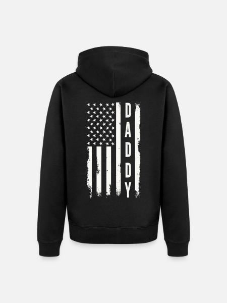 Daddy US Flag Patriotic Father America - Unisex Premium Organic Zip Hoodie - black