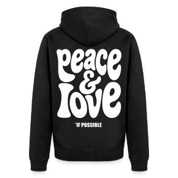 PEACE LOVE #2 - let's talk - Unisex Premium Organic Zip Hoodie - black - Back - Nico (187cm)