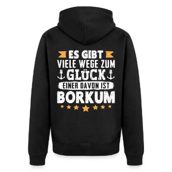 VACANCES EN MER DU NORD IL EXISTE DE NOMBREUSES FAÇONS DE FAIRE LE BONHEUR À BORKUM - Veste à capuche bio Premium Unisexe - noir - Dos - Nico (187cm)