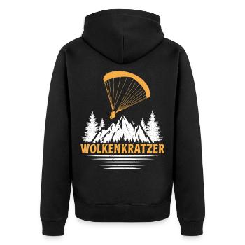 Paraglider SKYSCRAPER FUNNY - Unisex Premium Organic Zip Hoodie - black - Back - Nico (187cm)