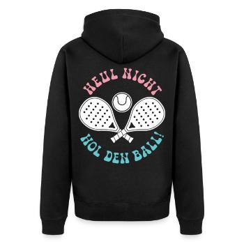 Padel game: DON'T CRY, GET THE BALL! Fun - Unisex Premium Organic Zip Hoodie - black - Back - Nico (187cm)