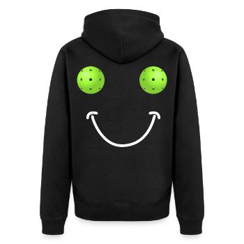 Visage Heureux Pickleball - Veste à capuche bio Premium Unisexe - noir - Dos - Nico (187cm)