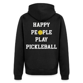 Des gens heureux jouent au pickleball - Veste à capuche bio Premium Unisexe - noir - Dos - Nico (187cm)