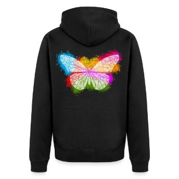 Zentangle Butterfly - Unisex Premium Organic Zip Hoodie - black - Back - Nico (187cm)