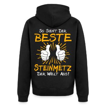Stonemason Gift Idea - Unisex Premium Organic Zip Hoodie - black - Back - Nico (187cm)