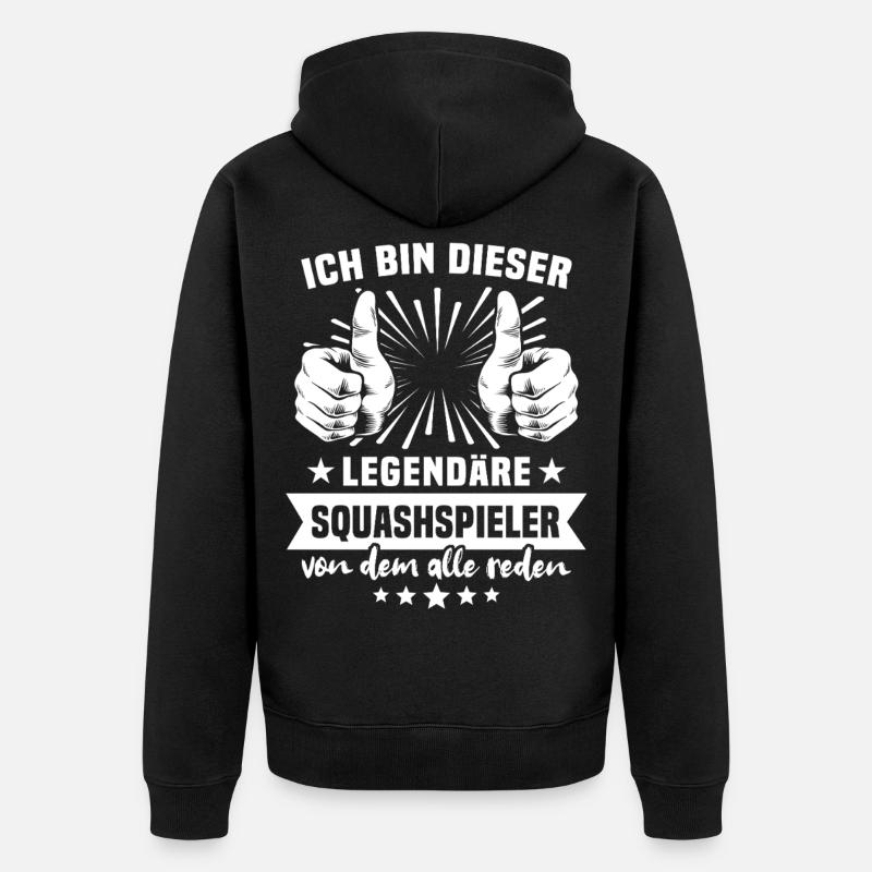 Squashspieler Legende - Unisex Premium Bio Zip Hoodie - Schwarz