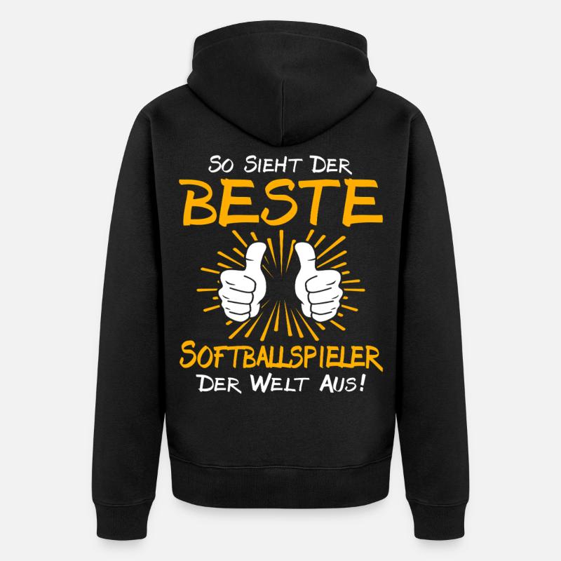 Softballspieler Geschenkidee - Unisex Premium Bio Zip Hoodie - Schwarz
