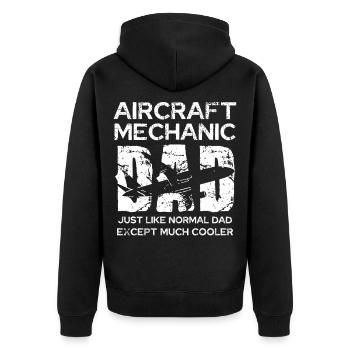 Aircraft mechanic dad: Unique - Unisex Premium Organic Zip Hoodie - black - Back - Nico (187cm)