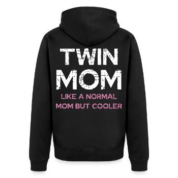 Zwillingsmama – cooler als normale Mama - Unisex Premium Bio Zip Hoodie - Schwarz - Hinten - Nico (187cm)