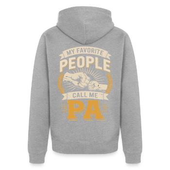 Papa-LiebeMeine Lieblingsmenschen nennen mich Papa - Unisex Premium Bio Zip Hoodie - Grau meliert - Hinten - Nico (187cm)