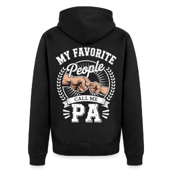 Mein Lieblingspapa Call Me PA - Unisex Premium Bio Zip Hoodie - Schwarz - Hinten - Nico (187cm)