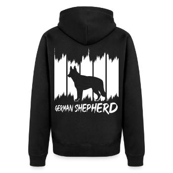 German Shepherd - Unisex Premium Bio Zip Hoodie - Schwarz - Hinten - Nico (187cm)