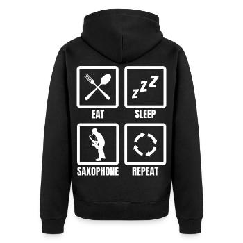 Eat Sleep Saxophone Repeat - Unisex Premium Organic Zip Hoodie - black - Back - Nico (187cm)