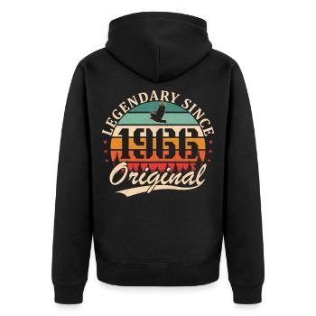 1966 Vintage Retro Geburtstagsgeschenk - Unisex Premium Bio Zip Hoodie - Schwarz - Hinten - Nico (187cm)