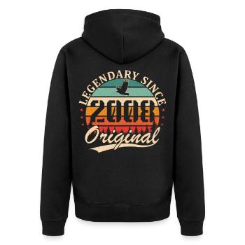 2008 Vintage Retro Geburtstagsgeschenk - Unisex Premium Bio Zip Hoodie - Schwarz - Hinten - Nico (187cm)