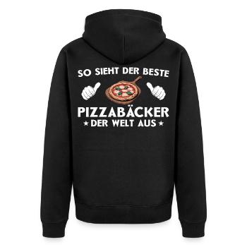 Pizza Best Pizza Maker Gift Idea - Unisex Premium Organic Zip Hoodie - black - Back - Nico (187cm)