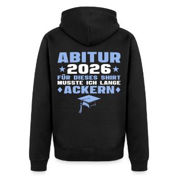 Abiturprüfung bestanden Abitur Abschluss 2026 - Unisex Premium Bio Zip Hoodie - Schwarz - Hinten - Nico (187cm)