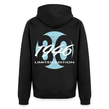 80th Birthday 1946 Gift for Men and Women - Unisex Premium Organic Zip Hoodie - black - Back - Nico (187cm)