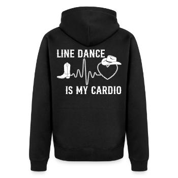 Line Dance ist mein Cardio - Unisex Premium Bio Zip Hoodie - Schwarz - Hinten - Nico (187cm)