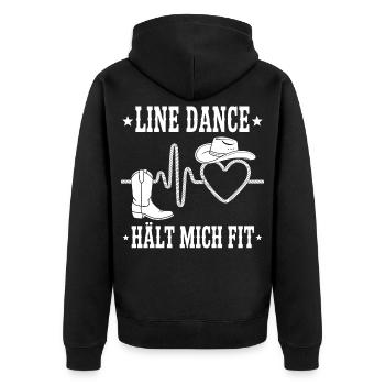 Line Dance Herz Cowboy Stil - Unisex Premium Bio Zip Hoodie - Schwarz - Hinten - Nico (187cm)